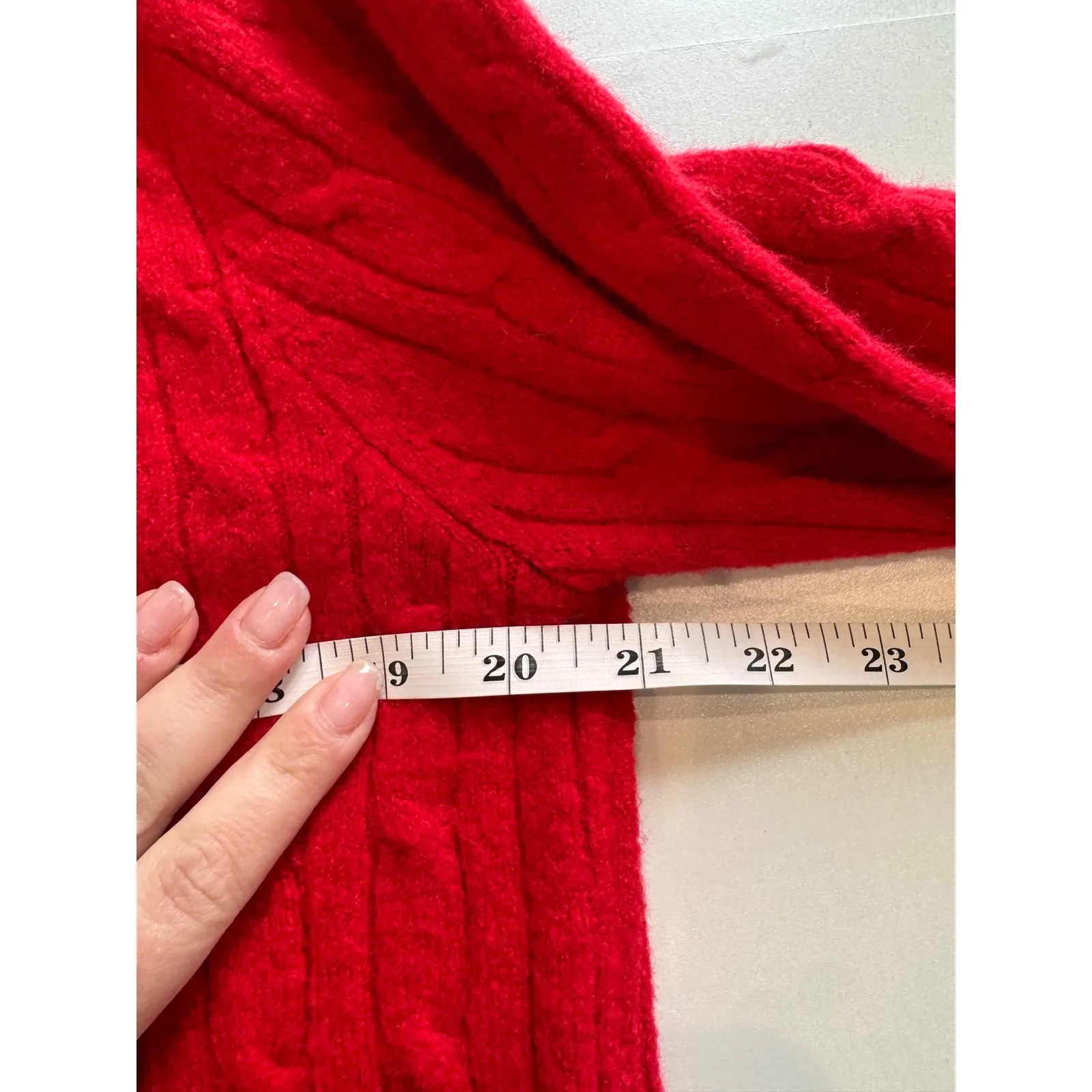 J Crew Cable Knit Wool Sweater Womens Size S Red Holiday Cozy Winter Classic Red - Image 4