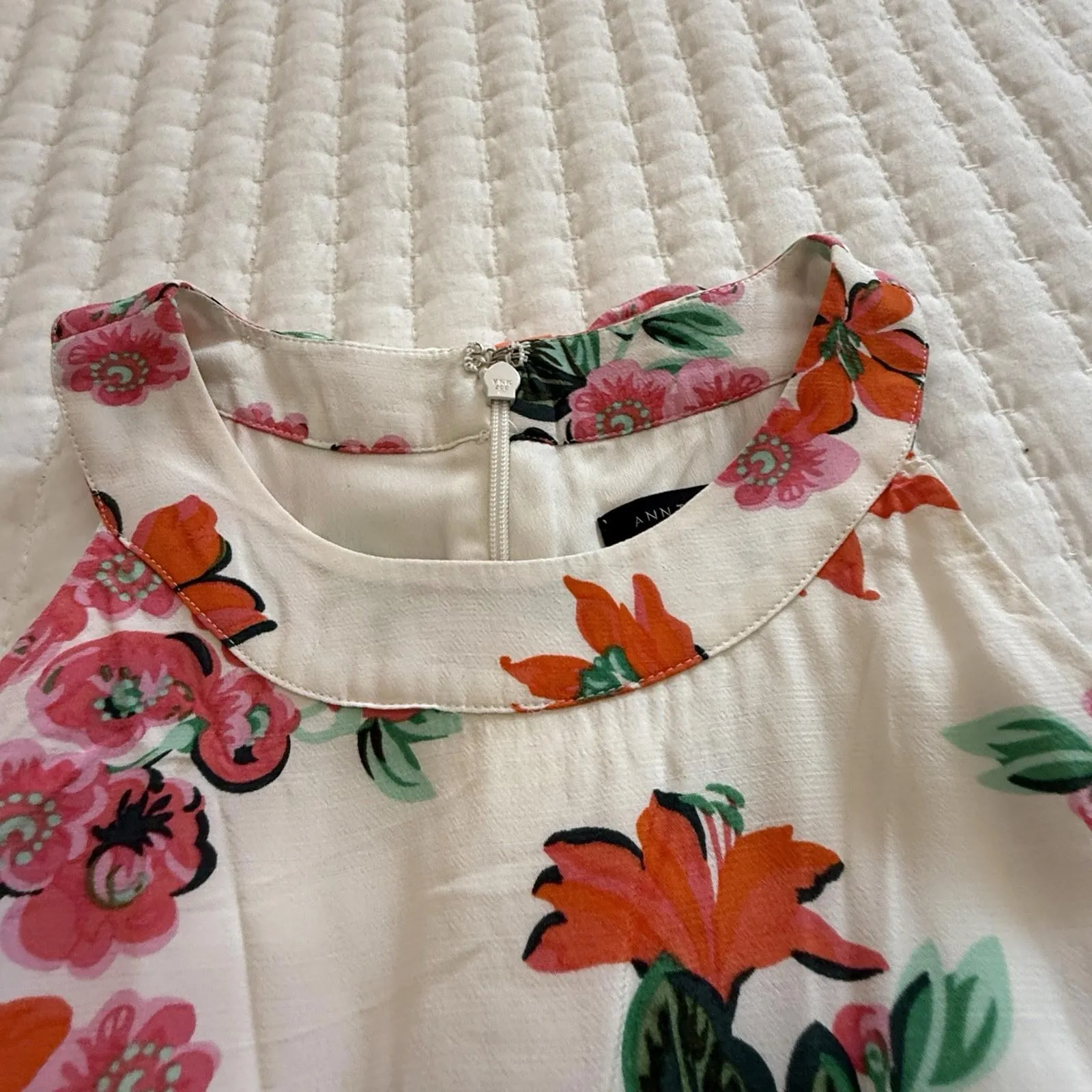 Ann Taylor White Floral Halter Top Bow Back Dress Sz 0 - Image 14