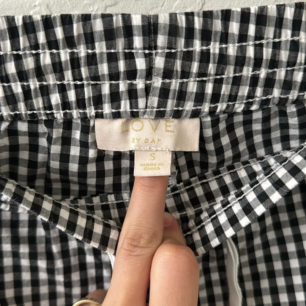 Love by  Gingham Black White Check Straight Leg Baggy Pull On Lounge Pants S - Image 5