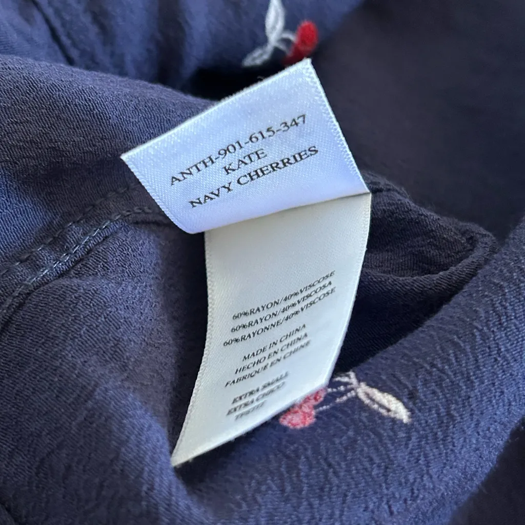 RAILS KATE Novelty Cherry Print Button Down Blouse Top XS - Image 11