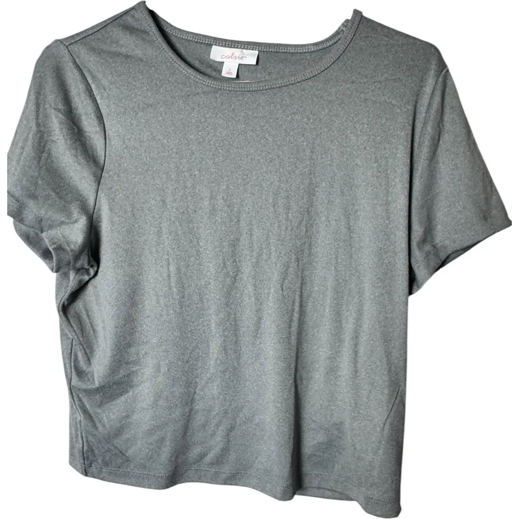 Colsie Women's Heather Gray Short Sleeve Sleep Crop Tee Sz L NWT Size L - Image 2