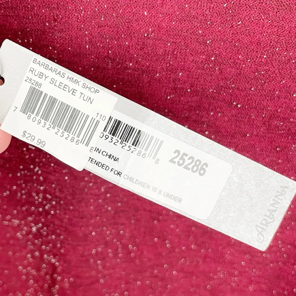 NEW Arianna by Howard's Lurex Long Sleeve Pocket Tunic Ruby Red Small/Medium - Image 8