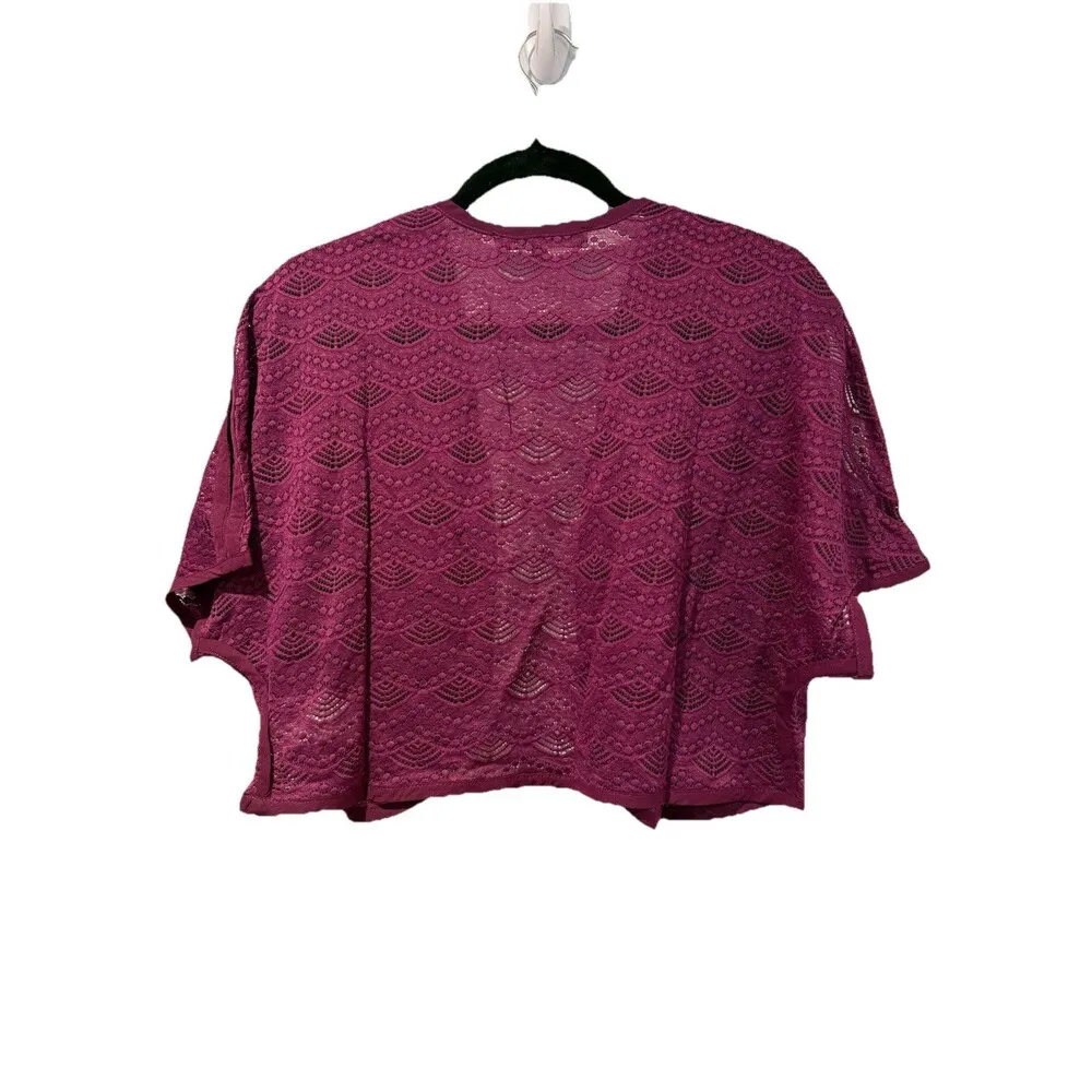 NEW Colleen Lopez Shrug Women Medium Purple Lace Cardigan Stretch Wedding Travel - Image 2