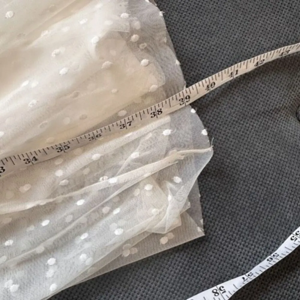 Lulus Affectionate Aura White Swiss‎ Dot Tiered Bustier Midi Dress Medium - Image 7