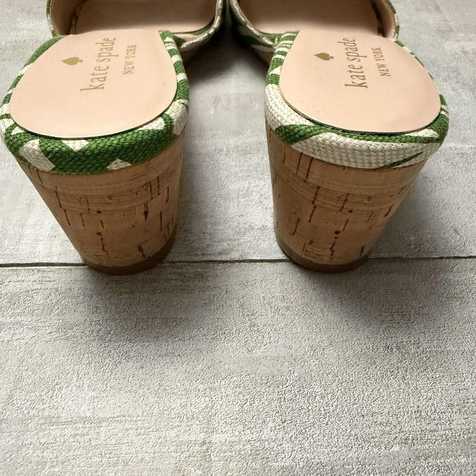KATE SPADE Mileena Meena Palm Frond Cork Slide Wedge Sandal Shoes 7.5 NWOB Green - Image 7
