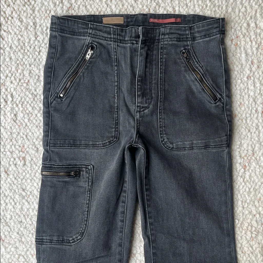 Anthropologie Pilcro Zip Moto Cargo Demilune Boot Jeans Washed Black 28 - Image 4