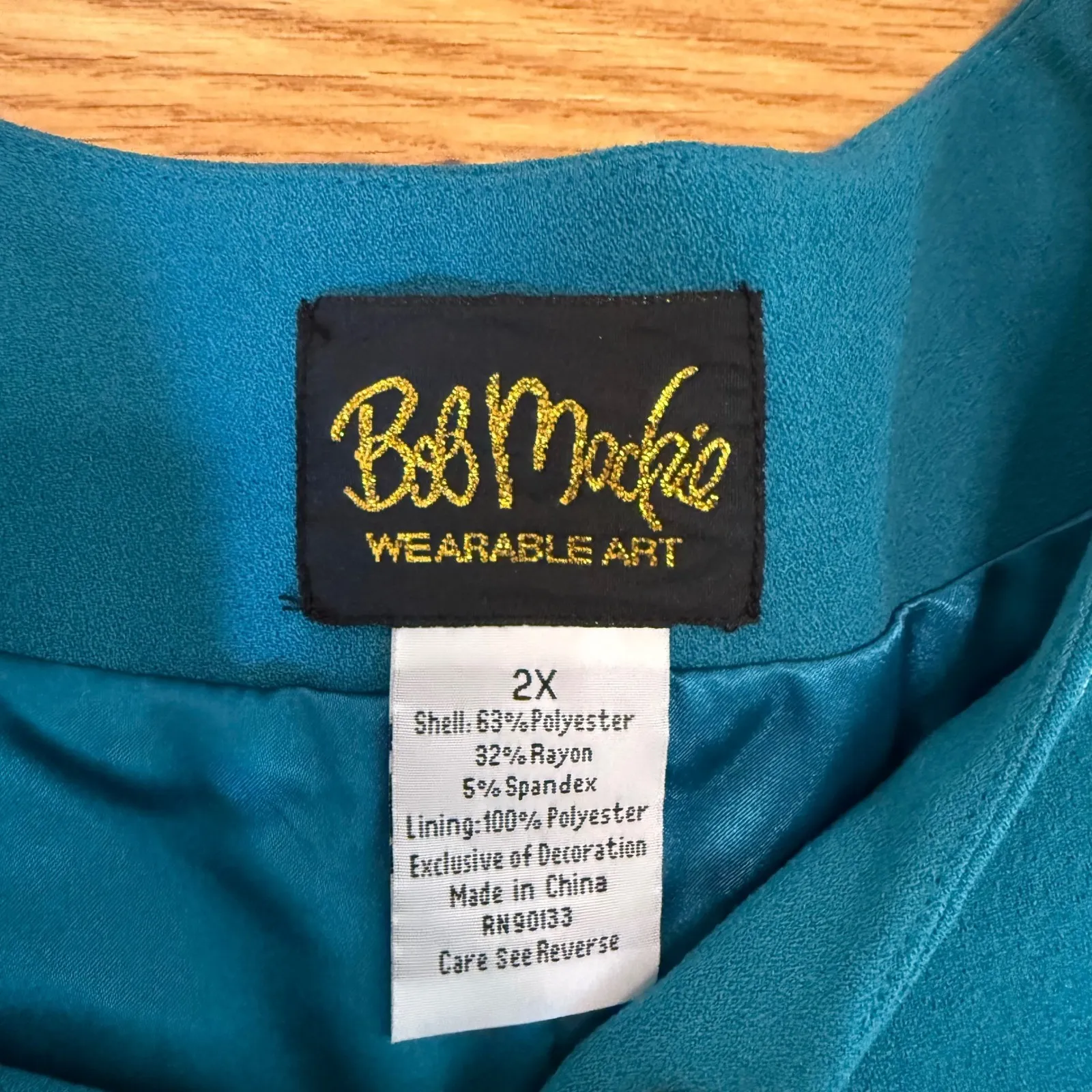 Bob Mackie Wearable Art 2X‎ Embroidered Jacket Teal Gold Statement Coat VTG - Image 4