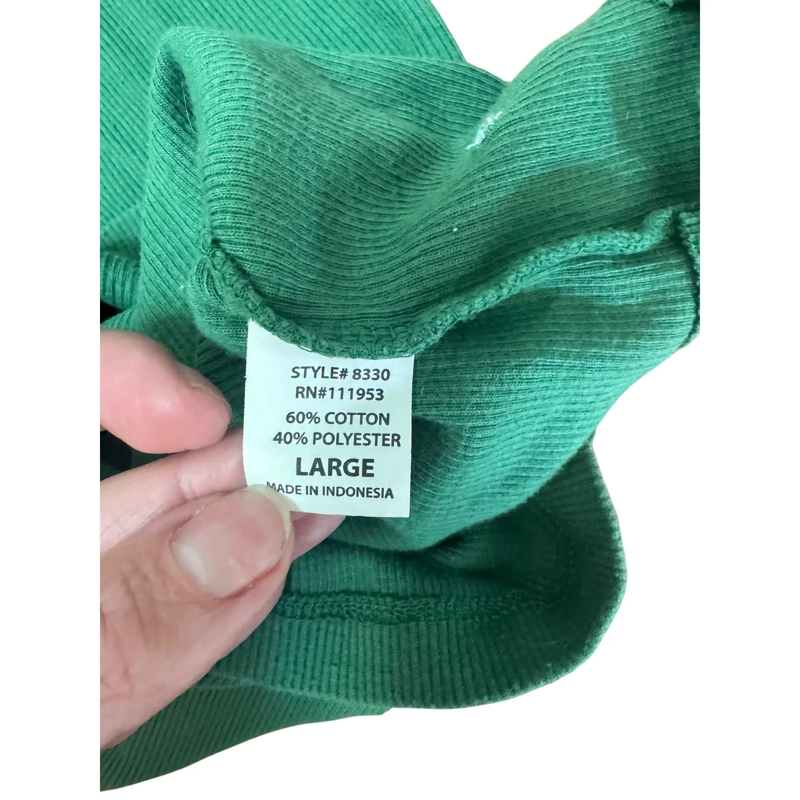 Y2K Active Basic Tank Top Size Large  Green Ribbed Pink Trim Racerback - Image 5