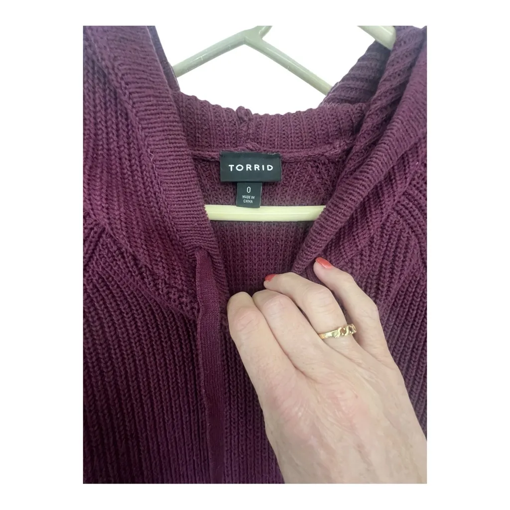 Torrid Burgundy Knit Hooded Sweater torrid size 0 - Image 2