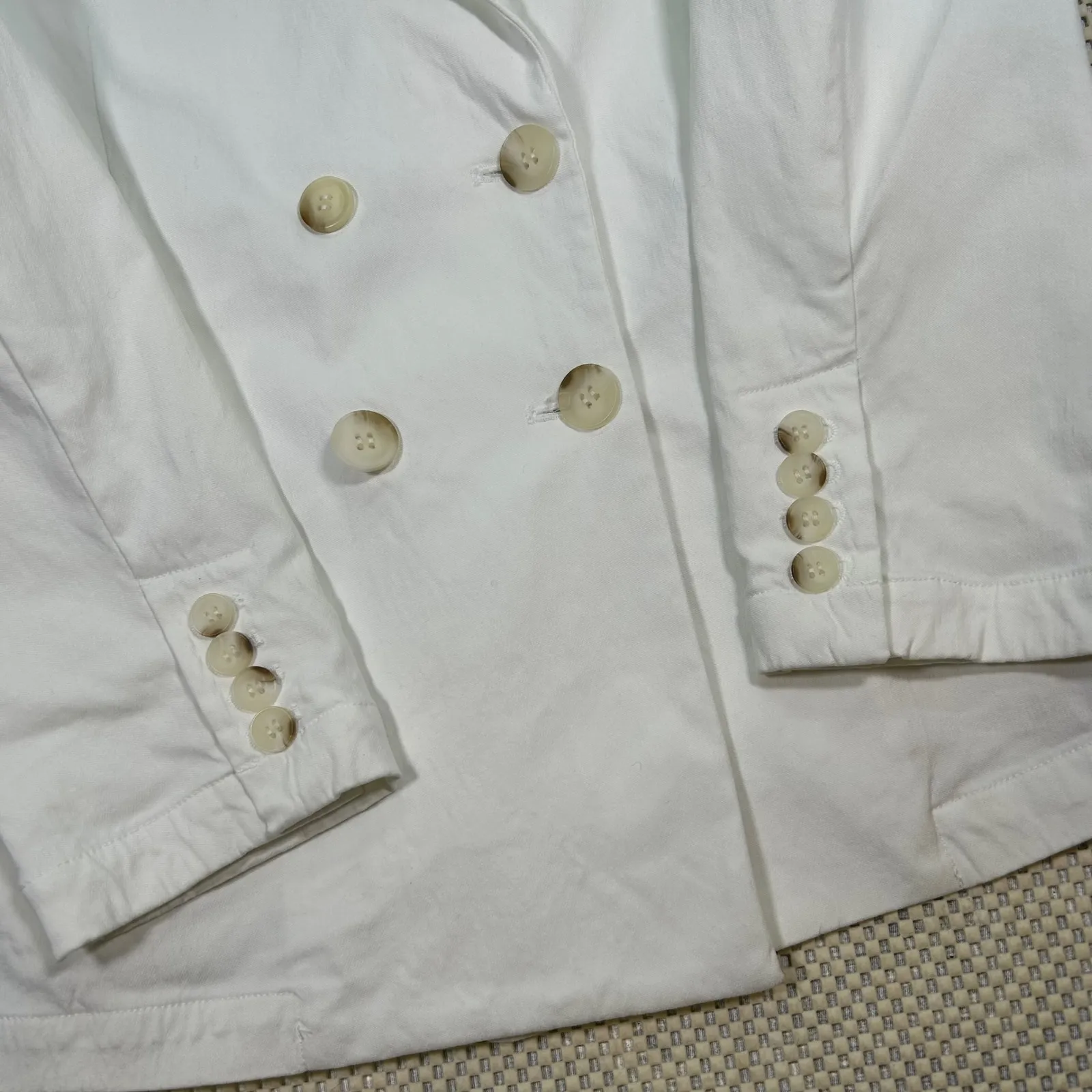 J. McLaughlin Double Breasted Blazer White Career Stretch Jacket Womens Size 10 - Image 4