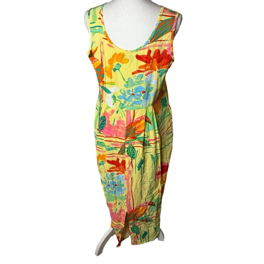 Jams World Vintage Tropical Parrot Dress USA Large - Image 8