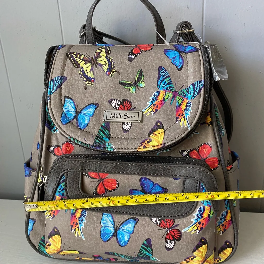 NWT MultiSac Butterfly Backpack Purse Gray with multicolored beautiful accents - Image 7
