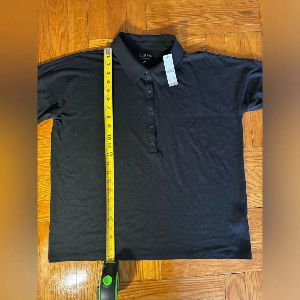 NWT - J. Crew - Black Stretch Linen Polo Shirt (M) - Image 4