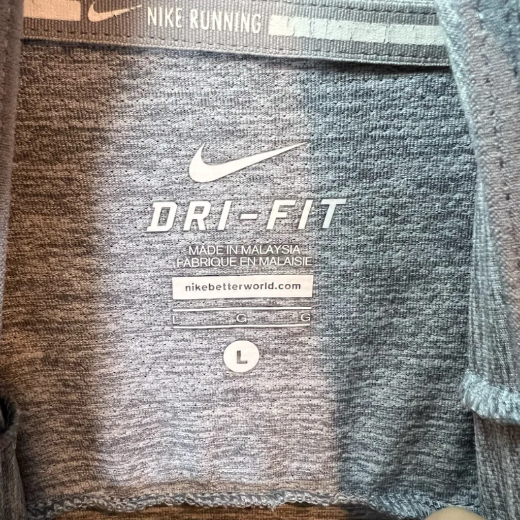 Nike Dri-Fit Element Running Hooded Shirt Gray Mock Neck Reflective Womens Large - Image 3