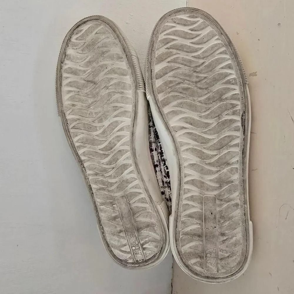 Zara Slip Ons Women's Tweed White and Black Shoes Athletic - Image 2