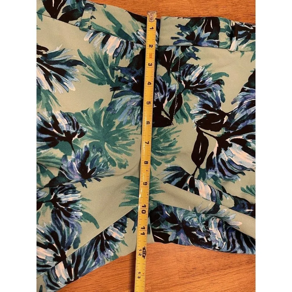 Banana Republic Size 10 Petite Avery Floral Print Ankle Pants Blue Green EUC - Image 6