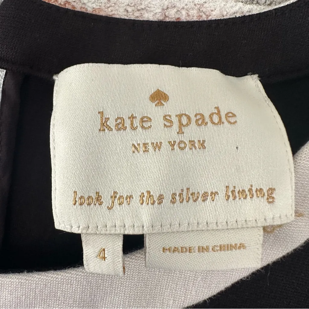 Kate Spade Daria Cap Sleeve Black Dress Women’s 4 White Trim A Line Ponte Knit - Image 5