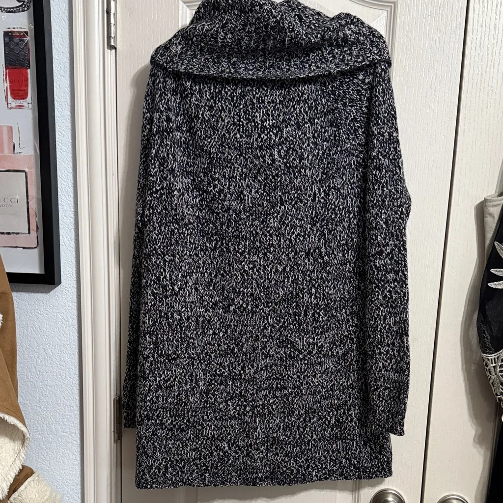 💖 NWT Ann Taylor Black & White Cowl Neck Chunky Knit Cozy Sweater Dress - Image 3