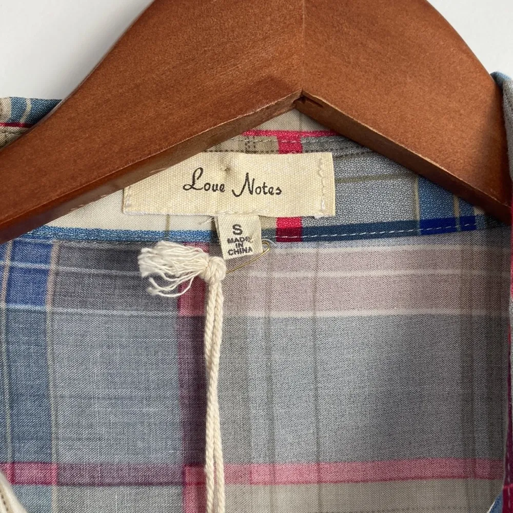 Love Note| Lightweight Plaid Shirt sz Small - Image 3