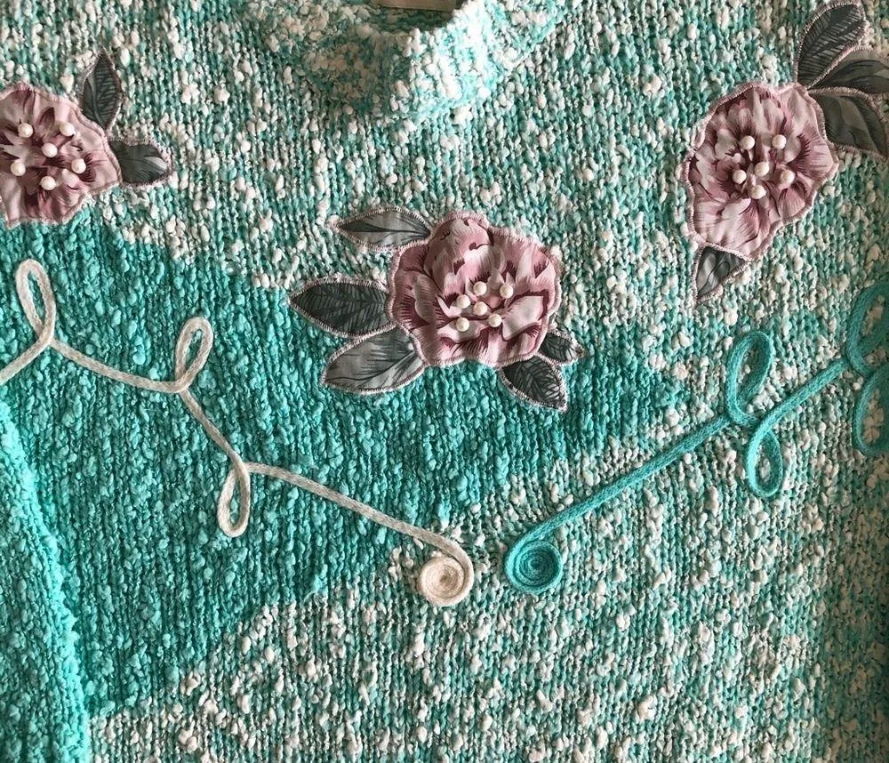 Vintage 1980s Needles & Yarn Pastel Knit Sweater Size M - Image 5