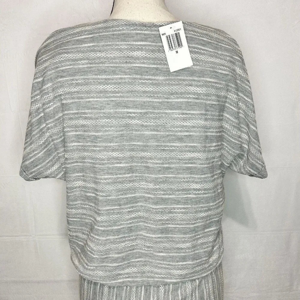 The Vanity Room Women's Textured Knit Lace Up Dress Gray Size M NWT - Image 7