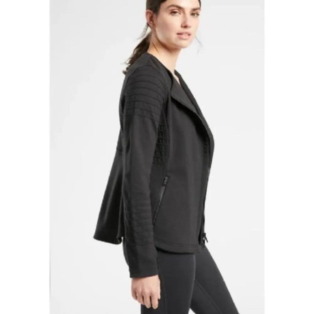 Athleta Black Moto Jacket XS Side Zip Athletic Athleisure Fitted Flattering - Image 6