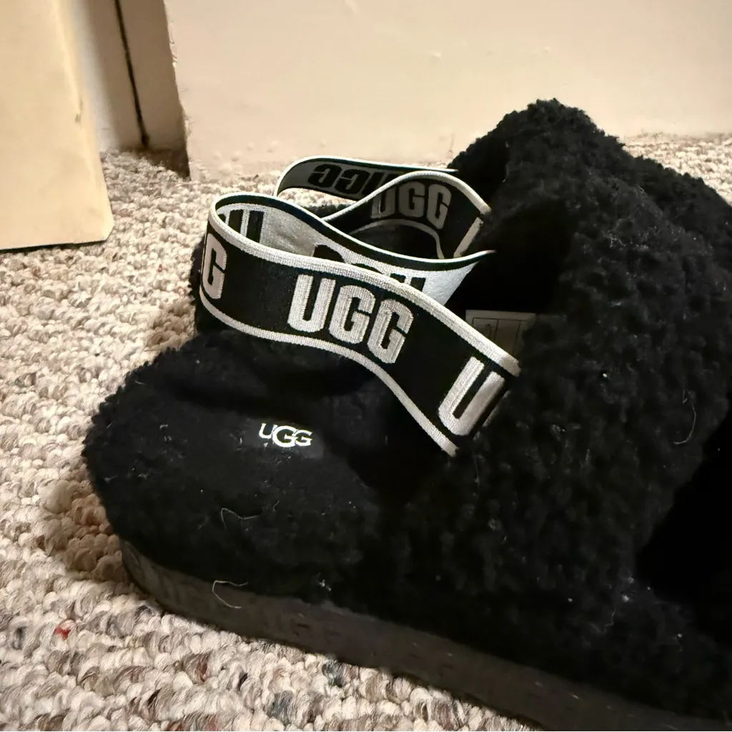 UGG  Oh Fluffita Slide Slingback Black- Size 10 - Image 4