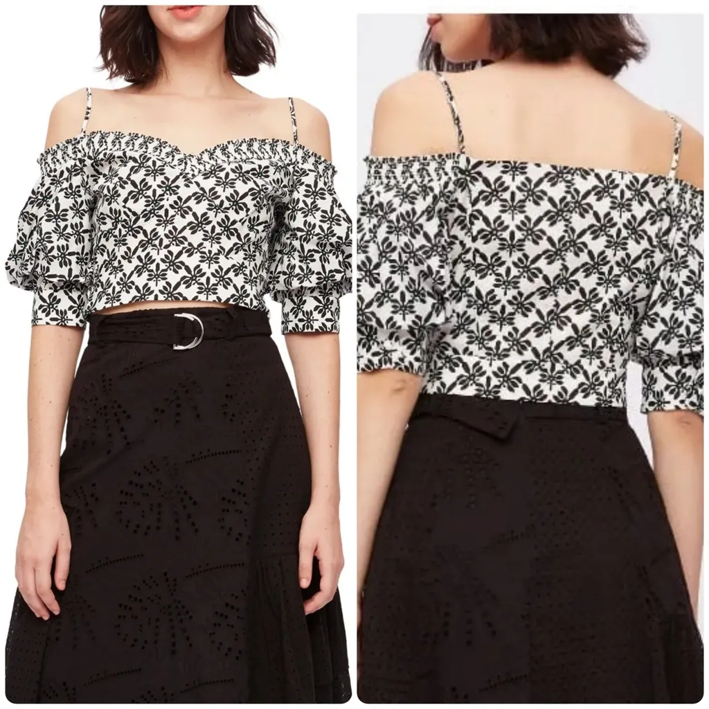 The Diane von Furstenberg Margaret Cold Shoulder Crop Top in Trellis - Image 2