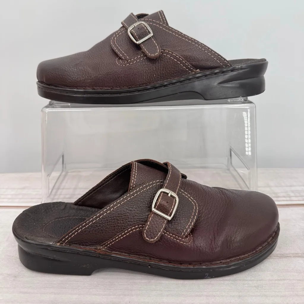 Predictions Brown Pebbled Genuine Leather Mules Shoes Vintage Y2K Made in Brazil - Image 1