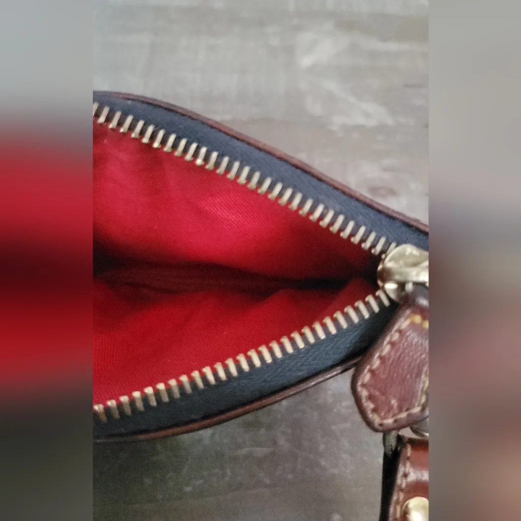 Dooney & Bourke Navy and Brown Wristlet - Image 10