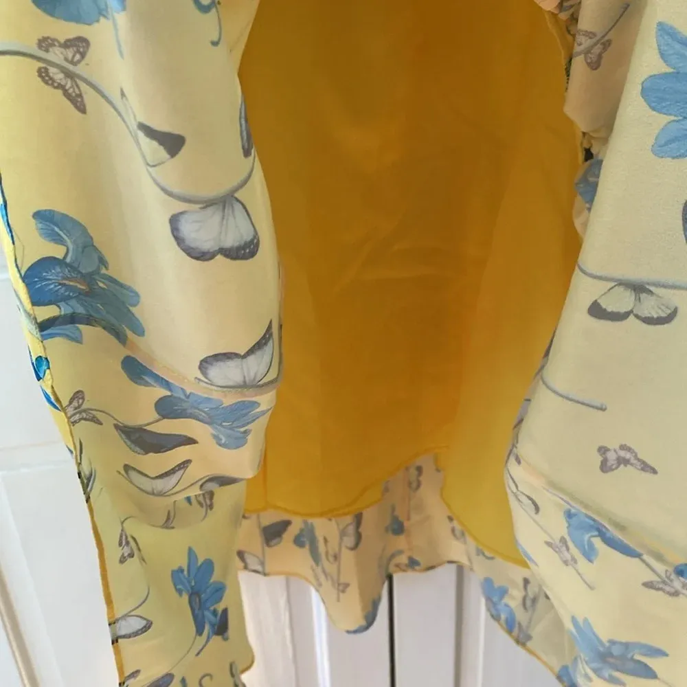 Borgo De Nor Iris Yellow‎ Floral Print High Low Dress Butterfly Size UK 6 US 2 Yellow - Image 8