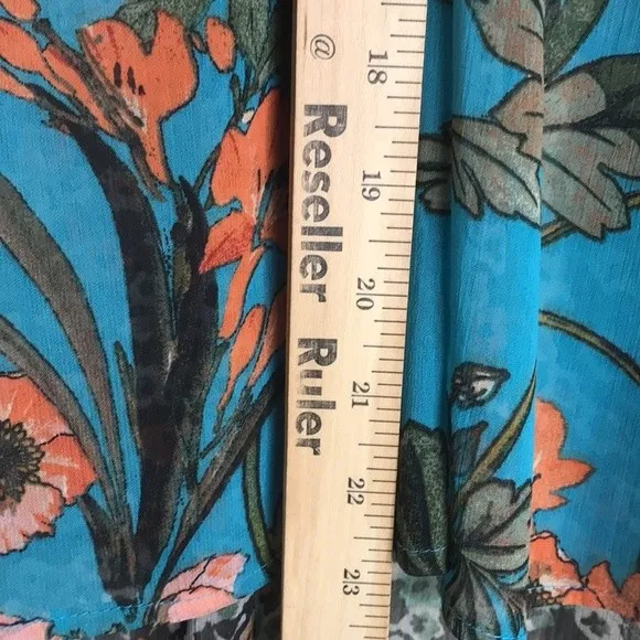 Figueroa & Flower Sheer Floral V-neck Long-sleeved sheer Blouse size medium boho - Image 8