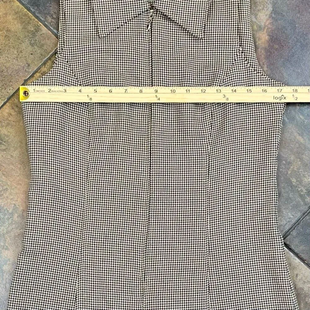 Neiman Marcus Houndstooth Sleeveless Zip Collared Dress 7/8 - Image 6