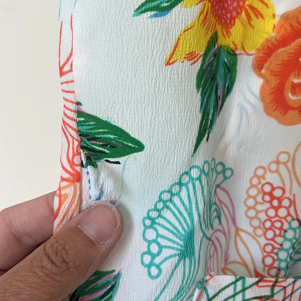 Vintage Mod Floral Sleeveless Women's Top Resortwear Vacation Sz 38 US 6 Green - Image 3