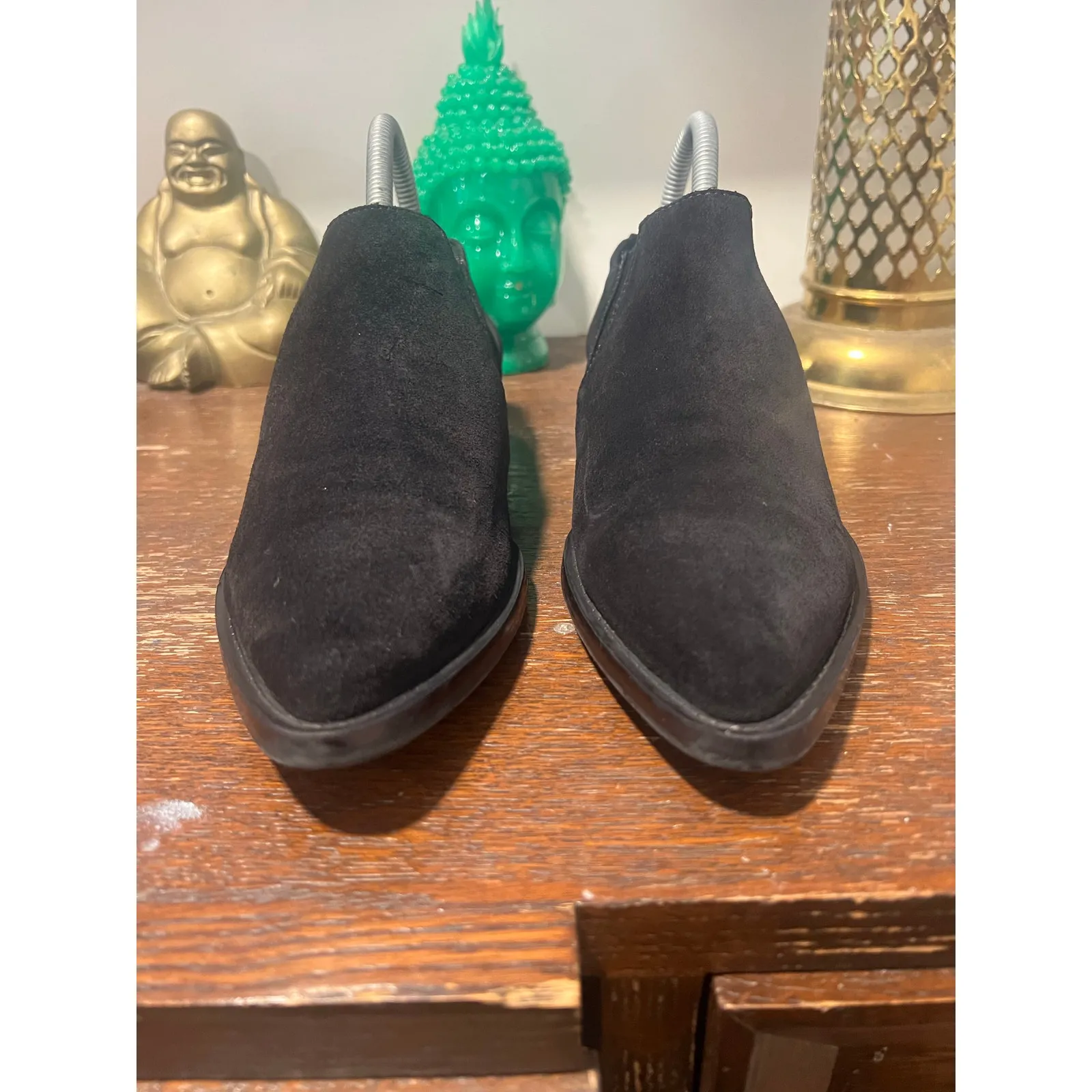 ZARA Western Suede Black Booties 7 Festival Boho - Image 4