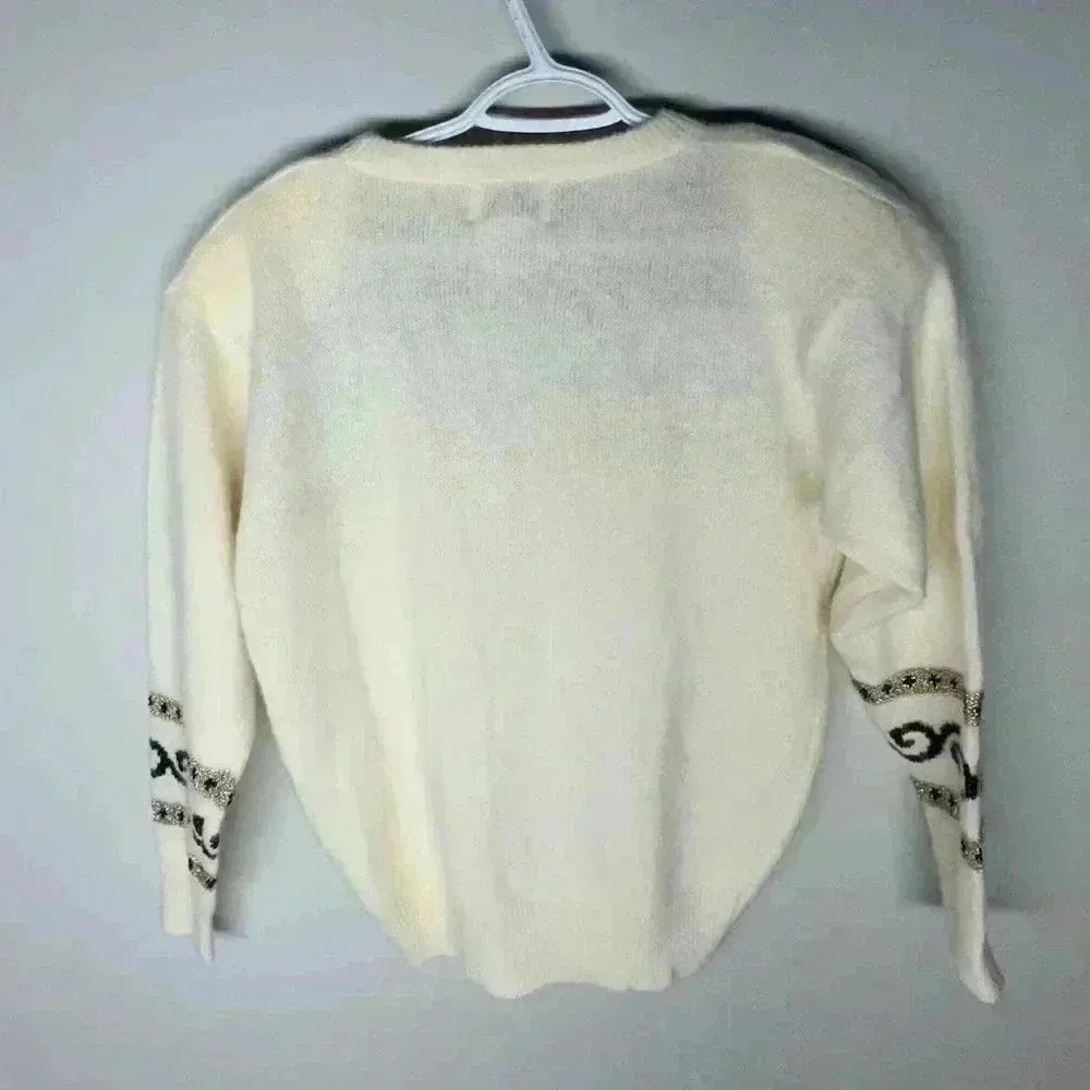 NEW | Vintage 80s/90s Cervelle Wool/Fur Metallic Sweater | Cream & Browns | M Brown Size M - Image 7