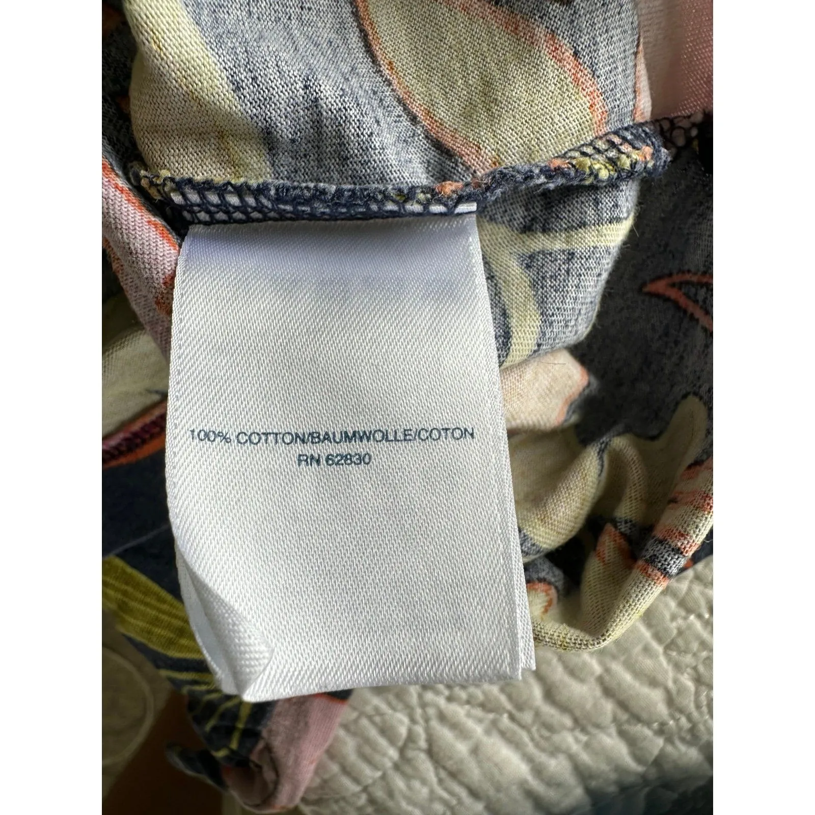 Lands End Women's 100% Cotton Pink Navy Green Hibiscus Floral Shift Dress XS - Image 6