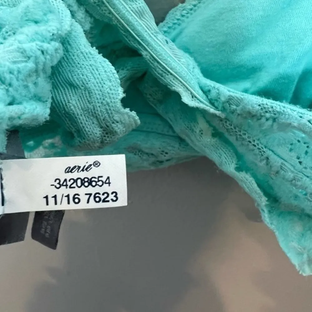 Aerie lace light green sea foam criss cross X back lace bralette size small - Image 7