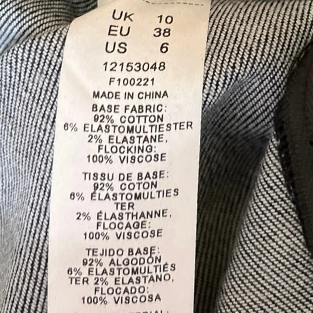 ASOS Design Blue Velvet Velour Mini Straight Pencil Denim Jeans Skirt Size 6 - Image 6