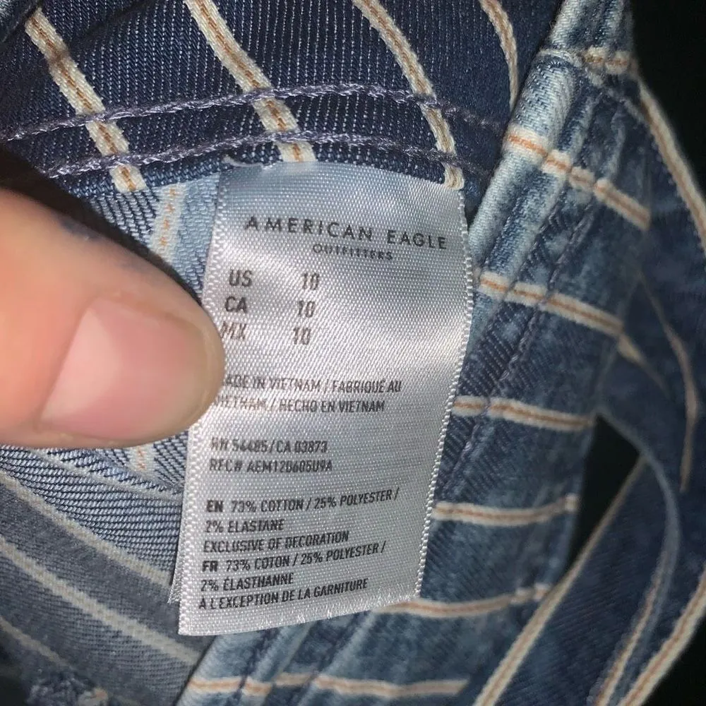 American Eagle navy and white striped paper bag 10 shorts - Image 2