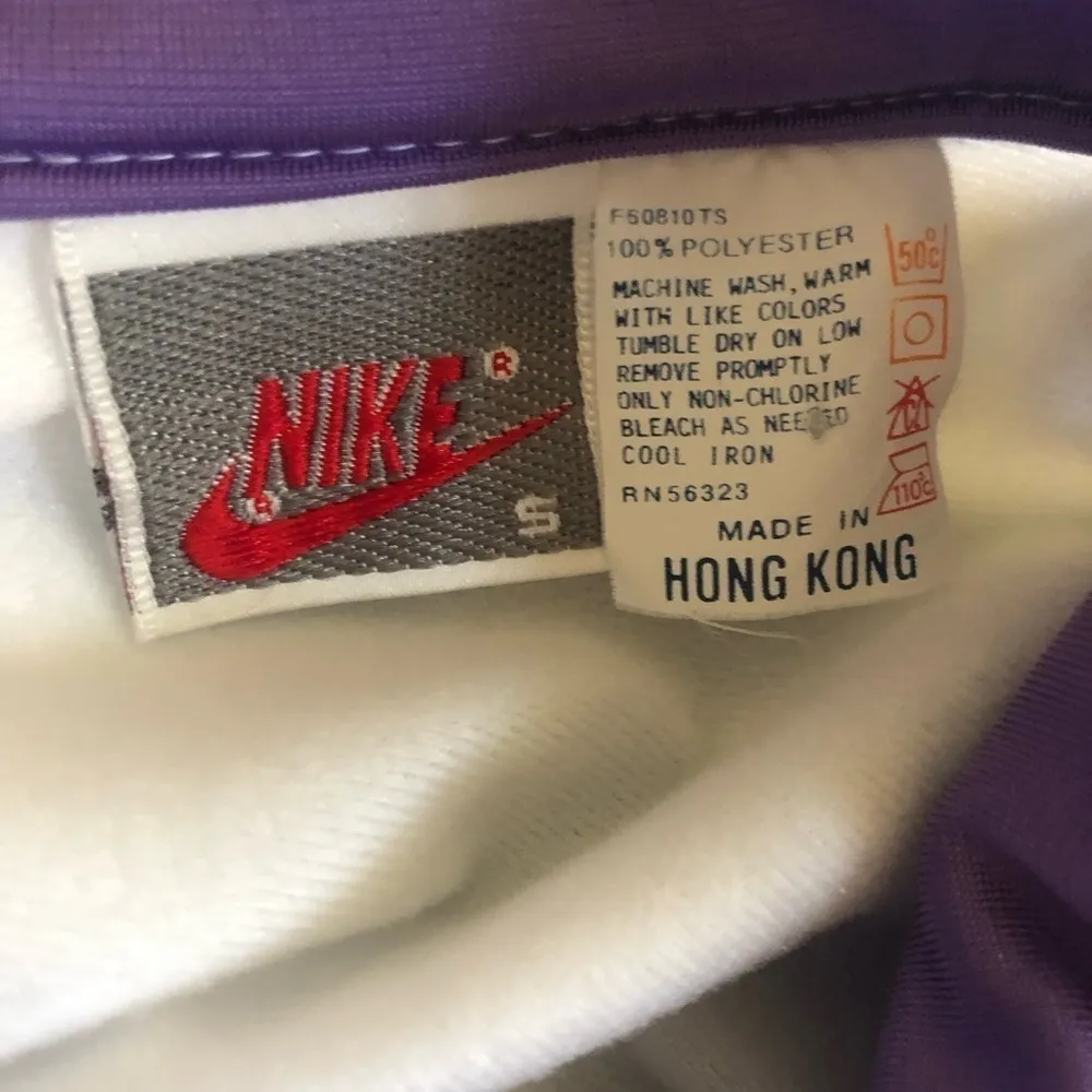 VTG Nike Y2K 90’s Women’s Track Jacket Sz S White Purple Trim Full Zip Pockets - Image 5
