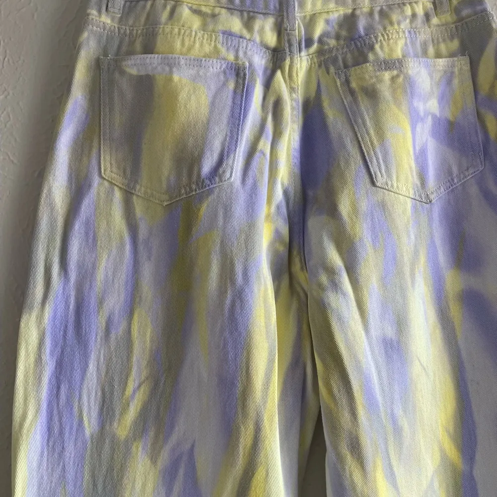 SHEIN Women’s Yellow Purple Tie Dye High Rise Wide Leg Denim Jeans Size 8/10 US - Image 8