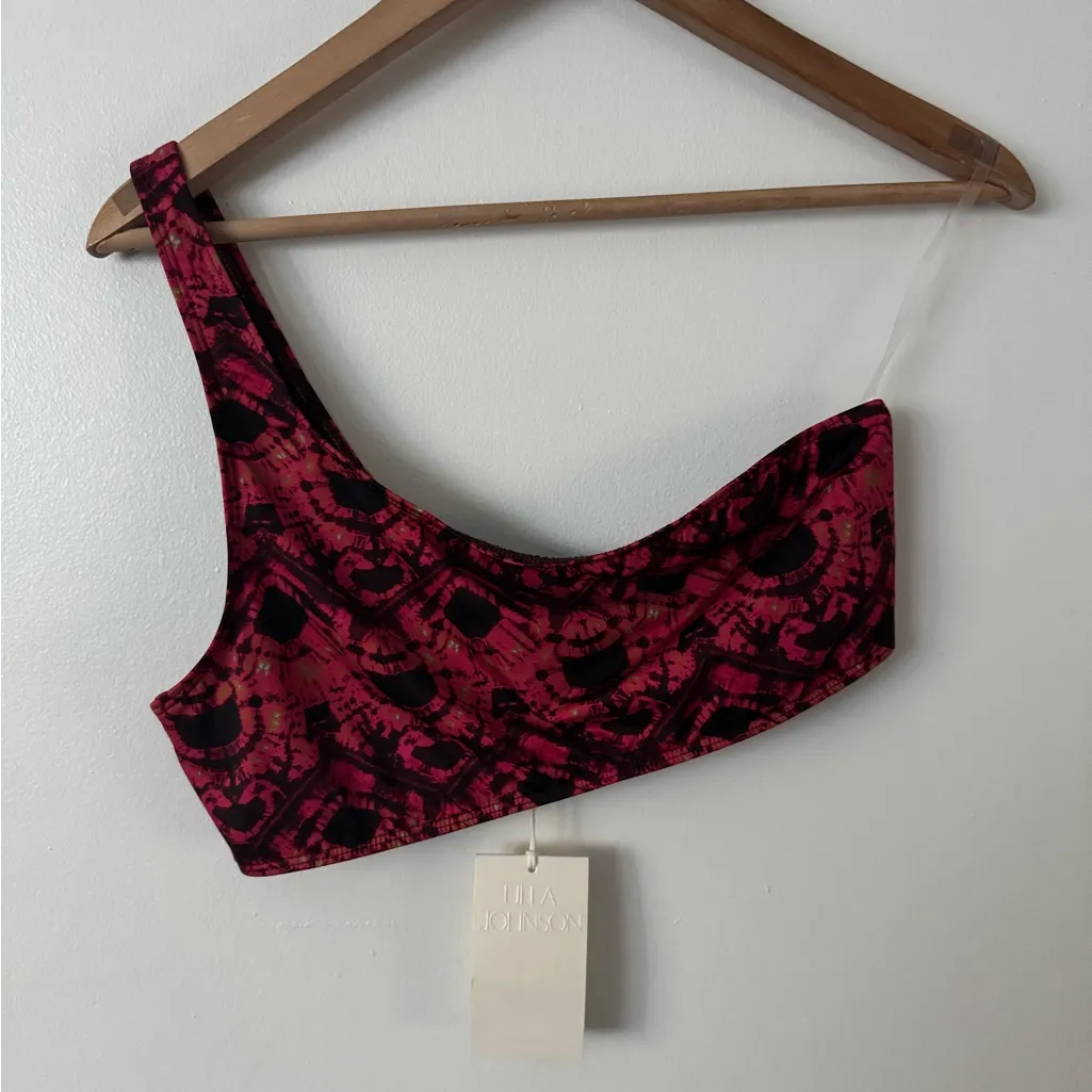 NWT Ulla Johnson L Reina Fuchsia and Black Patterned Bikini Top - Image 4