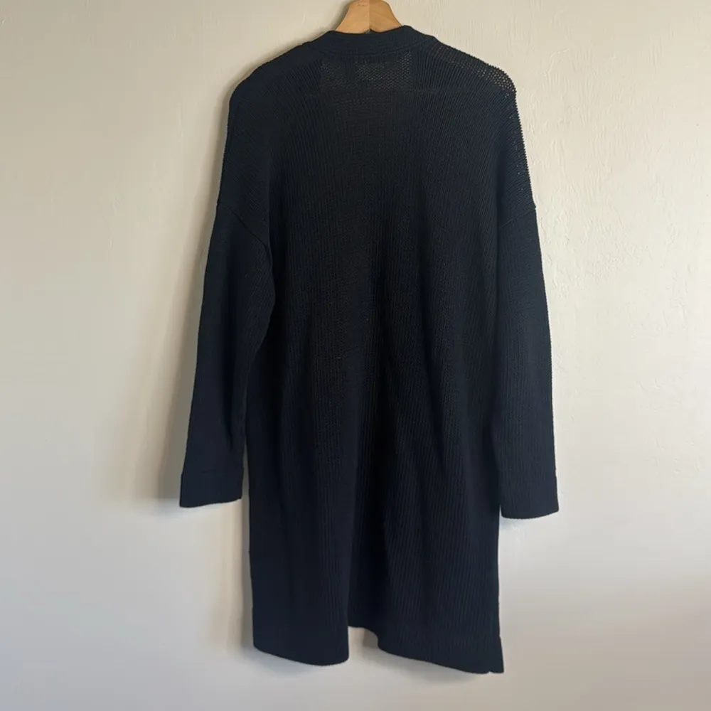 Eileen fisher Women's Black Open Front knit Sweater size medium cotton nylon - Image 9