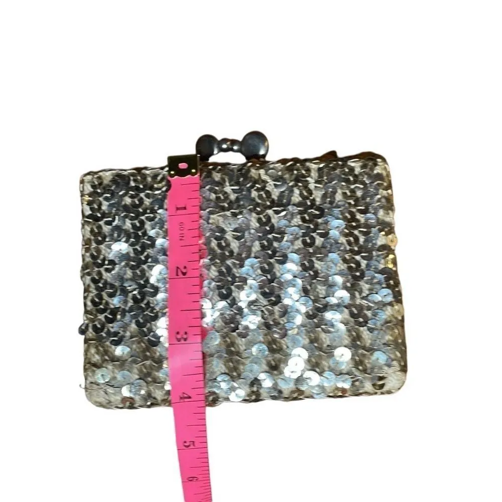 50s Vintage Silver Sequin Square Micro Purse - Image 7