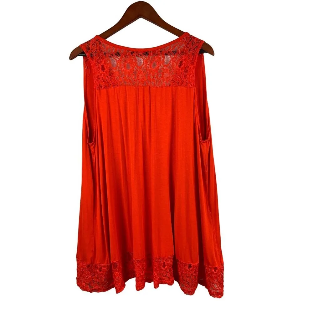 American Rag Cie Womens Red Sleeveless Lace Top 1X Rayon/Spandex - Image 2