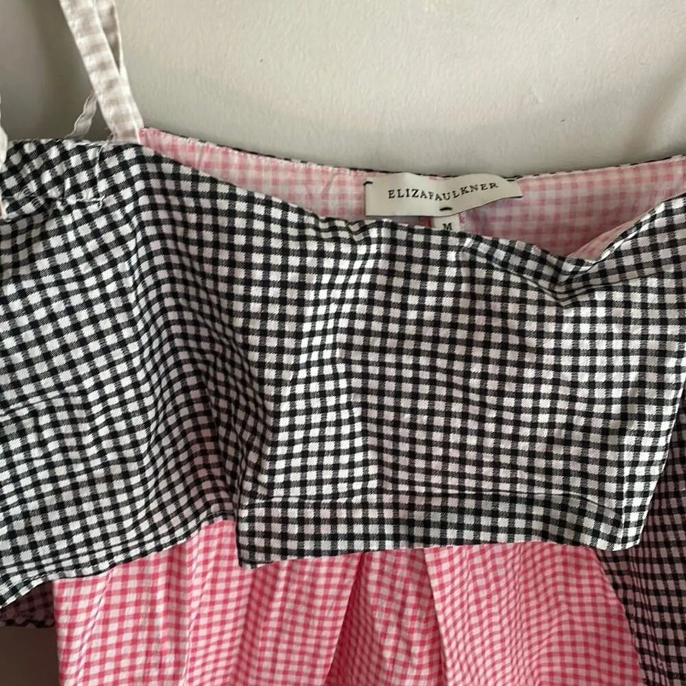 Eliza Faulkner Gingham Sleeveless Top Black Size M - Image 7