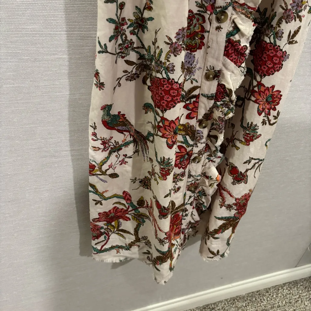 Anthropologie x Pilcro‎ Ruffle-Collar Buttondown Dress Floral Linen Blend Size 2 - Image 8