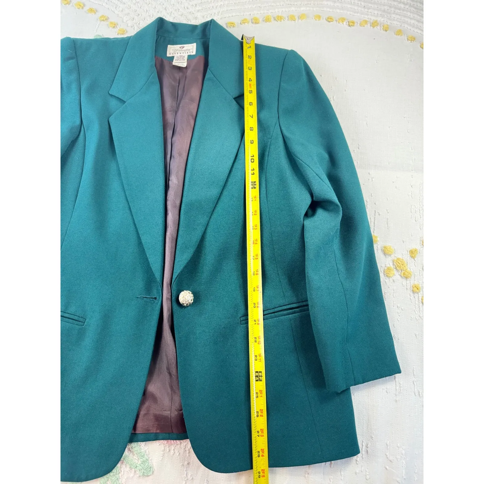 Washington Essentials Women's Teal Blazer Jacket Single Button Pockets Size 12 Green - Image 3