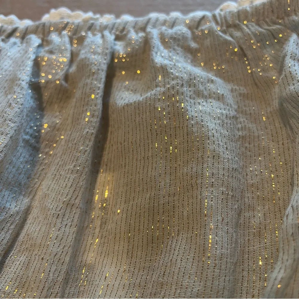 Ramy Brook Tilda strapless tube top cover gold lurex and crochet hem, XS, NWT - Image 11